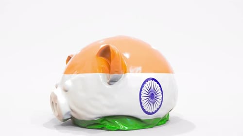 Deflating Inflatable Piggy Bank with Flag of India