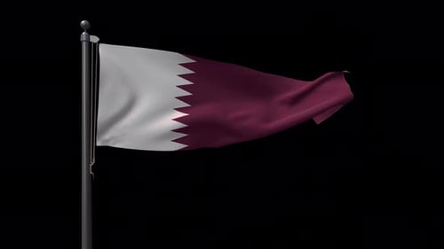 Realistic Waving Qatar Flag Animation on Alpha Channel