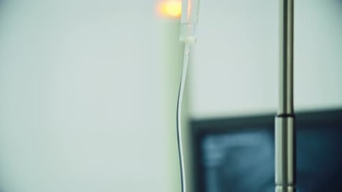 Hospital IV Drip Bag Close Up