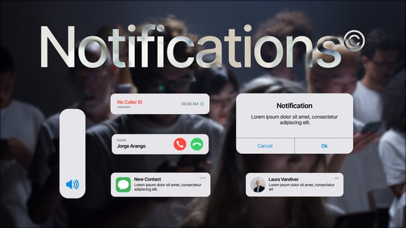 Modern Mobile Notifications Messaging Call UI Alerts Kit, Infographics ...