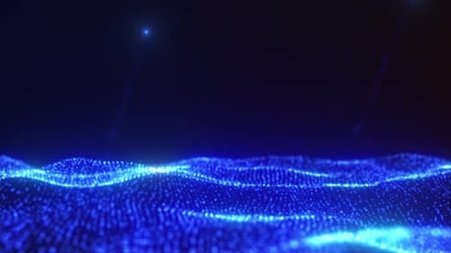 Dynamic Blue Particle Waves Looping Motion Background