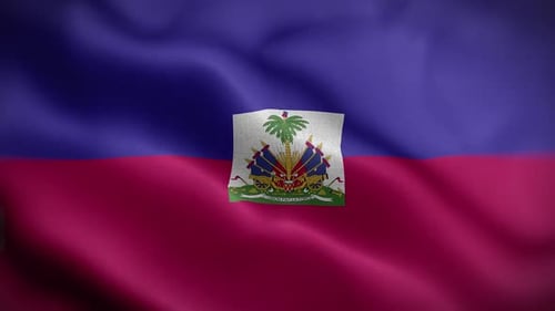 Seamless Loop of Waving Haiti Flag with National Coat of Arms