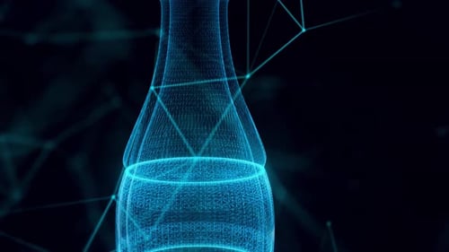 Unbranded Glass Soda Bottle Hologram Close Up 4k