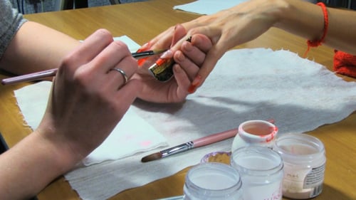 Acrylic Nail Application in Nail Salon