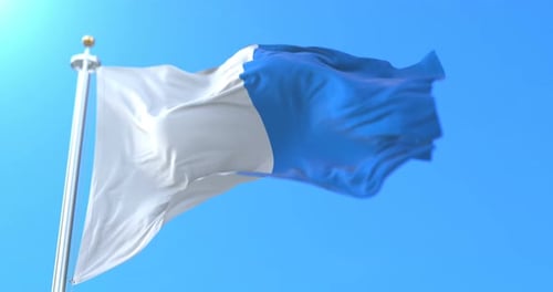 Realistic White and Blue Bicolor Flag Waving Loop