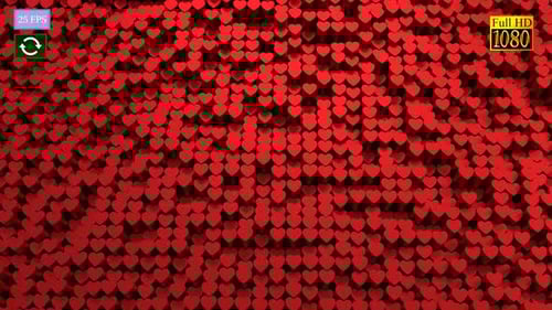 Waving Red Hearts Pattern Seamless Loop Background