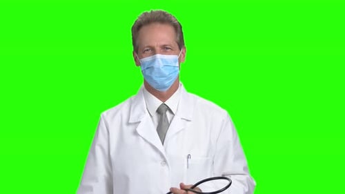 Friendly Doctor Put on Stethoscope Around Neck