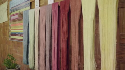 Colorful Strands of Yarn on Display