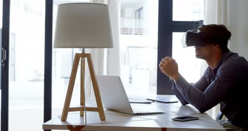 Man Using Virtual Reality Headset 4k