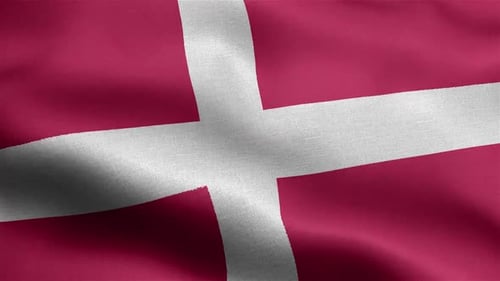 Animated Waving Fabric Flag of Denmark Loop
