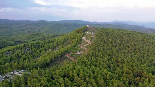 Mysterious Trail in the Forest Filmed on a Drone