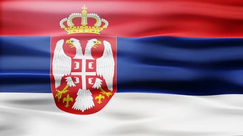 Realistic Waving Flag of Serbia Animation Loop