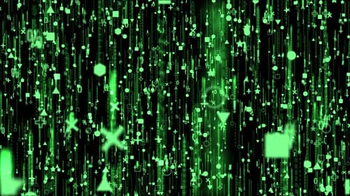 Futuristic Green Digital Code Rain Loop Background