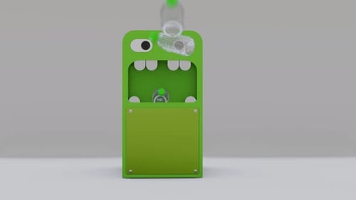 la corbeille mange les poubelles. Animation drôle