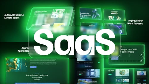 Modern AI SaaS Promo with Dynamic Futuristic Web Screens
