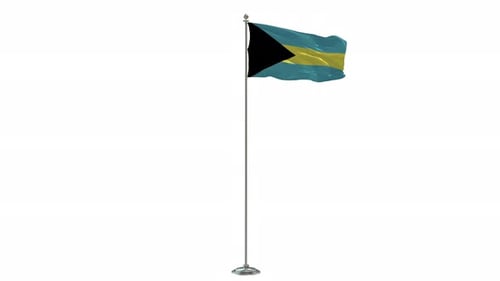 Realistic Bahamas Flag Waving Animation on White Background