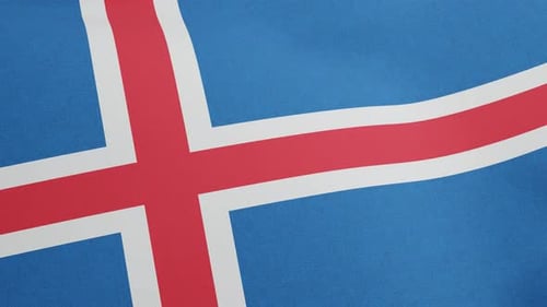 Waving Flag of Iceland with Realistic Fabric Texture