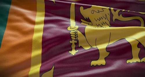 Realistic Sri Lanka National Flag Waving Seamless Loop