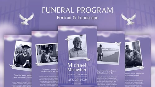 Purple Funeral Program Video Template