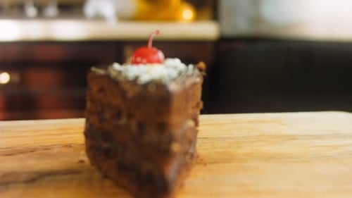 Close Up of Delicious Chocolate Cake Slice