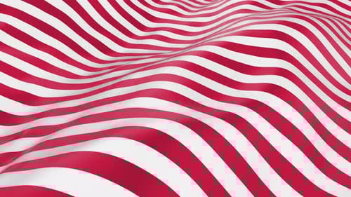 Fluid Waving Red and White Stripes Abstract Background