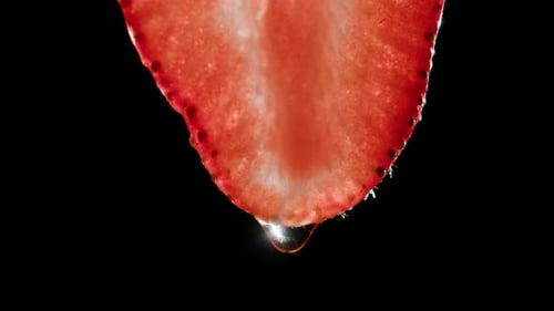 Juicy Strawberry Slice with Dripping Liquid