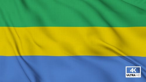 Gabon Flag Waving Realistic Fabric Loop