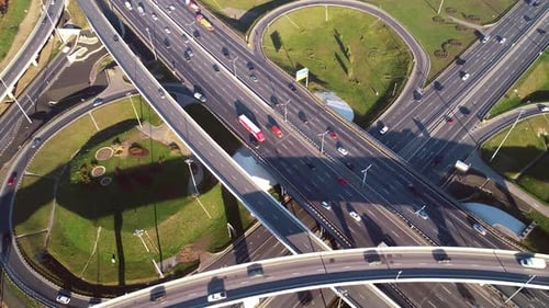 Freeway Intersection Traffic Trails in Moscow