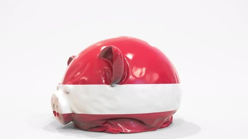 Deflating Inflatable Piggy Bank with Flag of Latvia