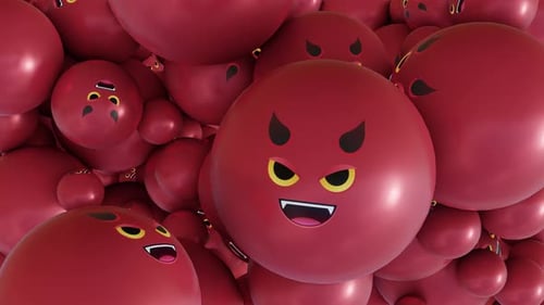 3D Cartoon Devil Faces Animation