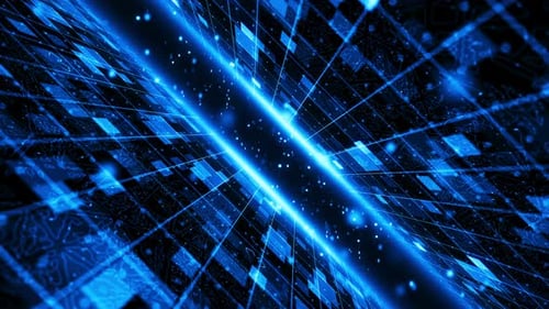 Futuristic Blue Digital Data Grid Loop Background