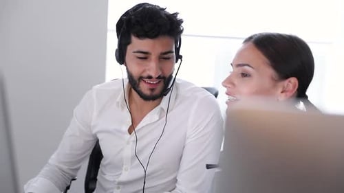 Call Center. Operators Working In Contact Center