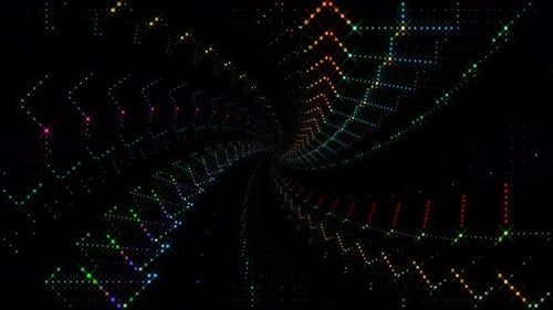 Abstract Colorful Glowing Dots Digital Grid Loop