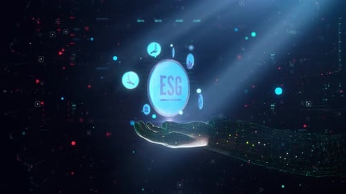 Presentación de mano de tecnología digital Esg