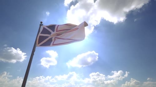 Newfoundland and Labrador Flag on a Flagpole V4