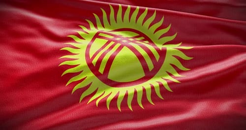 Realistic Kyrgyzstan Flag Waving Seamless Loop Animation