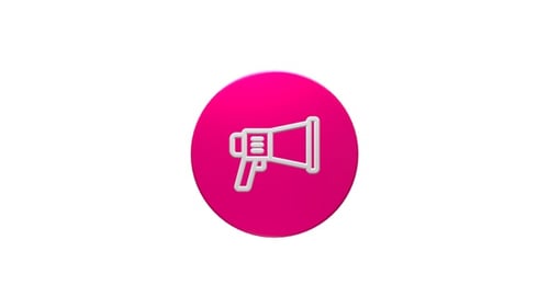 Rotating 3D Megaphone Icon on Pink Background