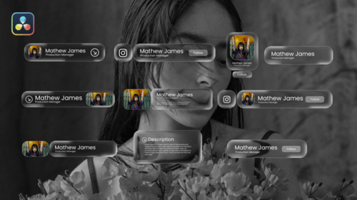 Elegant Liquid Glass Lower Thirds with Social Media Elements