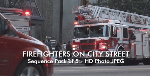 Firefighters On City Street (5-pack)