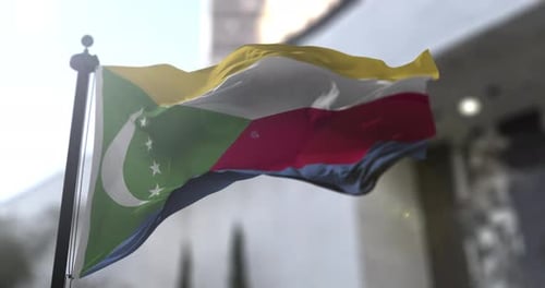 Comoros National Flag Waving Realistic 3D Animation