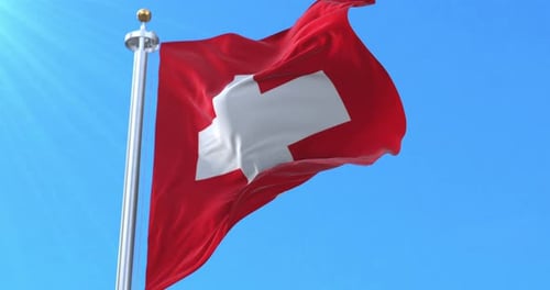 Realistic Waving Flag of Switzerland