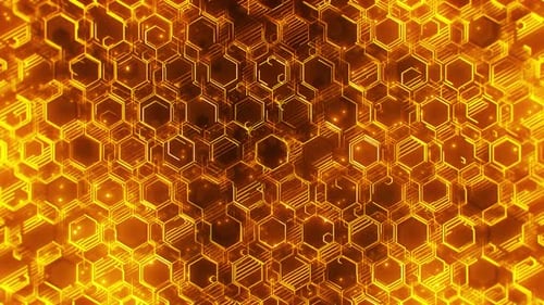 Gold Hexagonal Tech Background