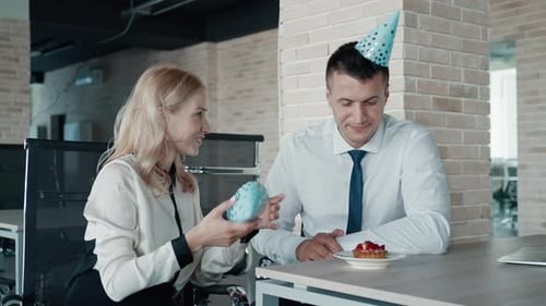 Coworkers Celebrate a Birthday at the Office