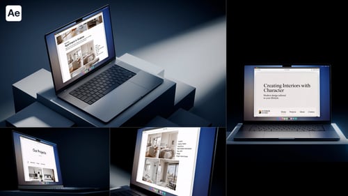 Laptop Screen Mockup – Minimal Podium Studio | 6-SET AE Template