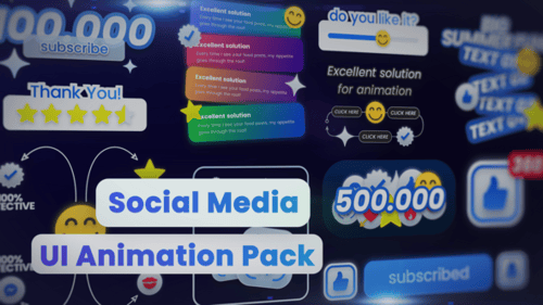 Social Media UI Animation Pack – Likes, Subscribes, Comments, Ratings, Emojis, Reaction Badges
