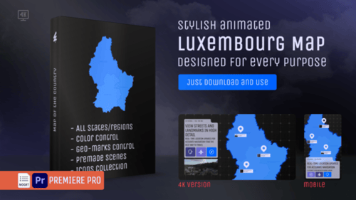 Carte du Luxembourg — Kit MOGRT du Grand-Duché de Luxembourg