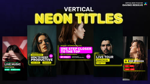 Vertical Neon Titles Davinci Resolve