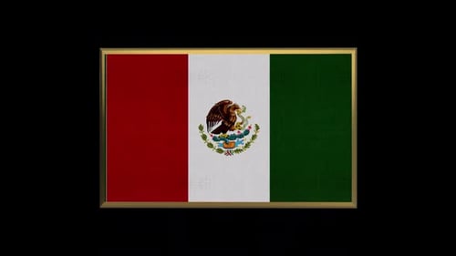 Animated 3D Mexico Flag with Golden Frame Loop