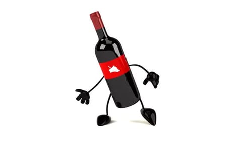 Animated Wine Bottle Character Dancing on White Background