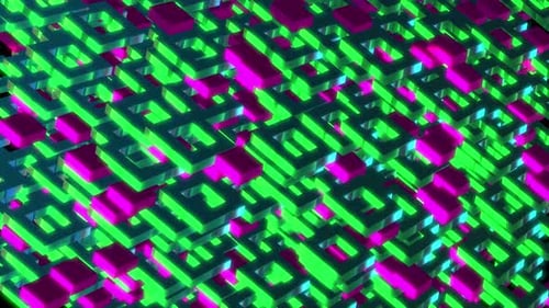 Neon Geometric Abstract Grid Loop Background